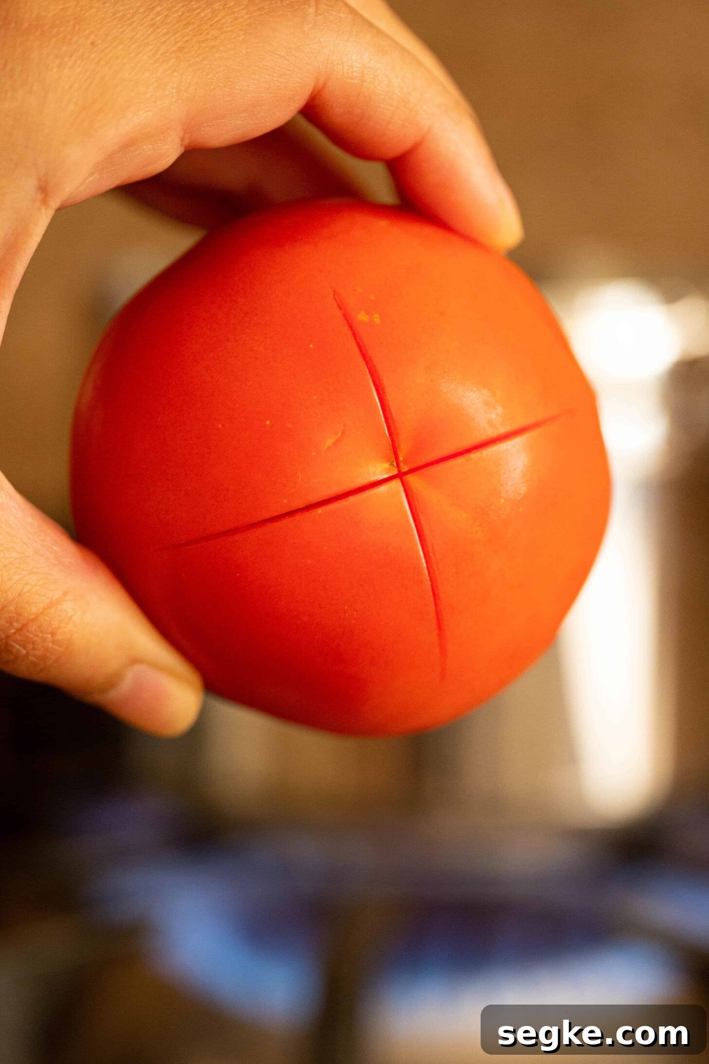 a scored tomato