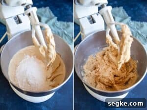 How to Make Chewy Biscoff Chocolate Chip Cookies 7 Add dry ingredients to form Biscoff butter cookie dough.