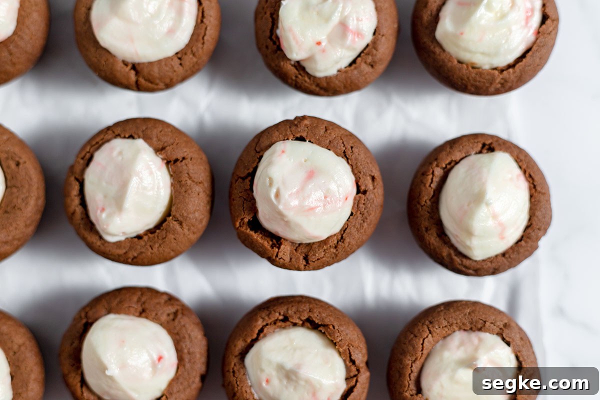 Mini Peppermint Cheesecake Cookie Cups Recipe 5 Peppermint cheesecake filling added to cookie cups.