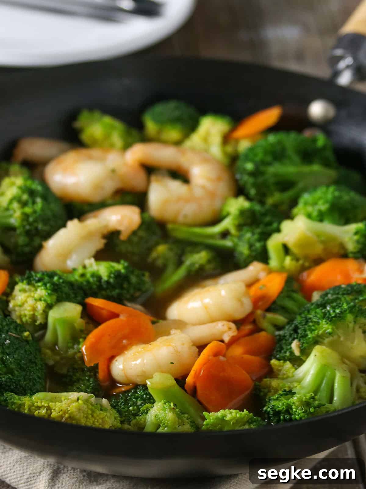 Shrimp Broccoli Stir Fry in a pan