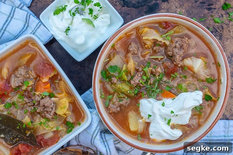 Russian cabbage and beef soup