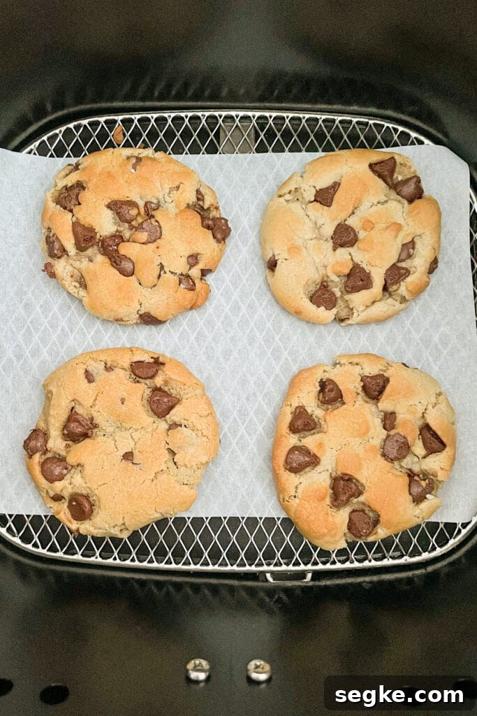 chocolate chip cookies in the air fryer