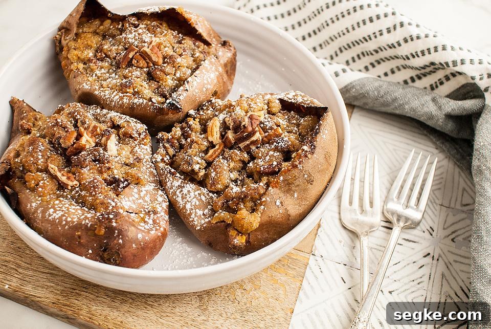 Twice Baked Sweet Potato Casserole with Pecan Topping