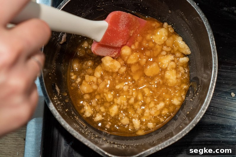 Vegan Miso Caramel Sauce Recipe: Dairy-Free Dessert Topping 4 Continuing to stir the sugar