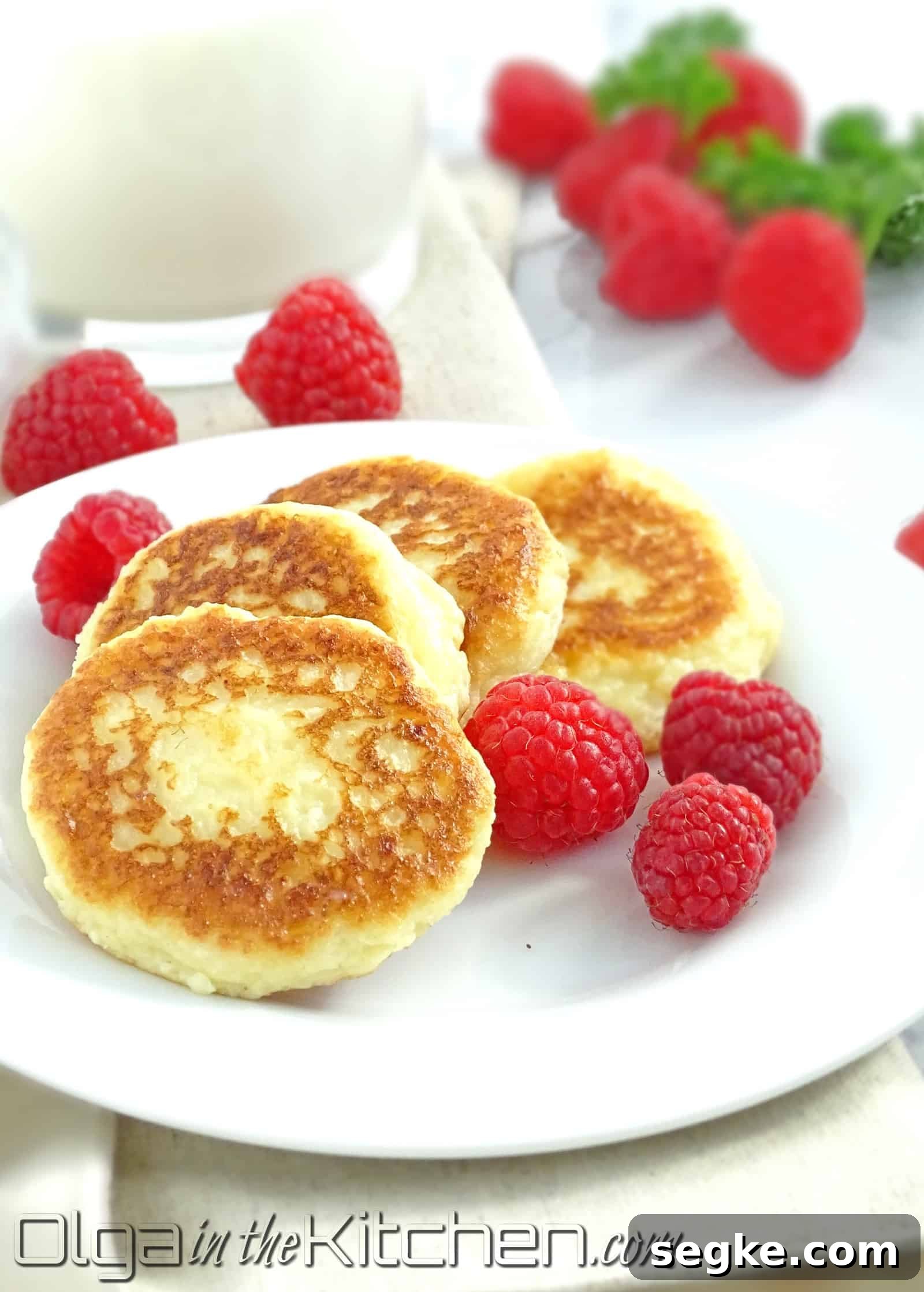 Assorted breakfast options including muffins and pancakes.