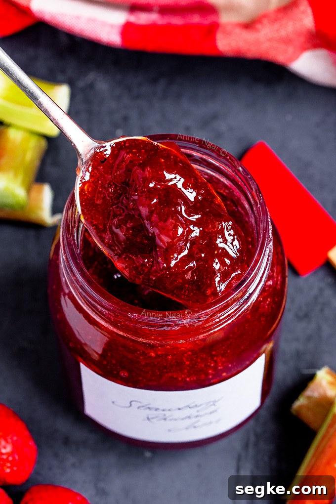 Strawberry Rhubarb Jam in a jar
