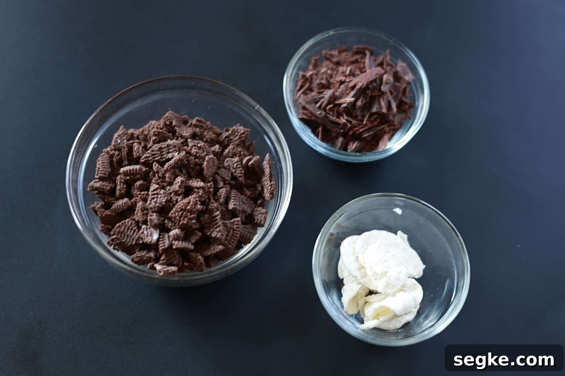 Preparing cookies and chocolates for oreo hot chocolate.