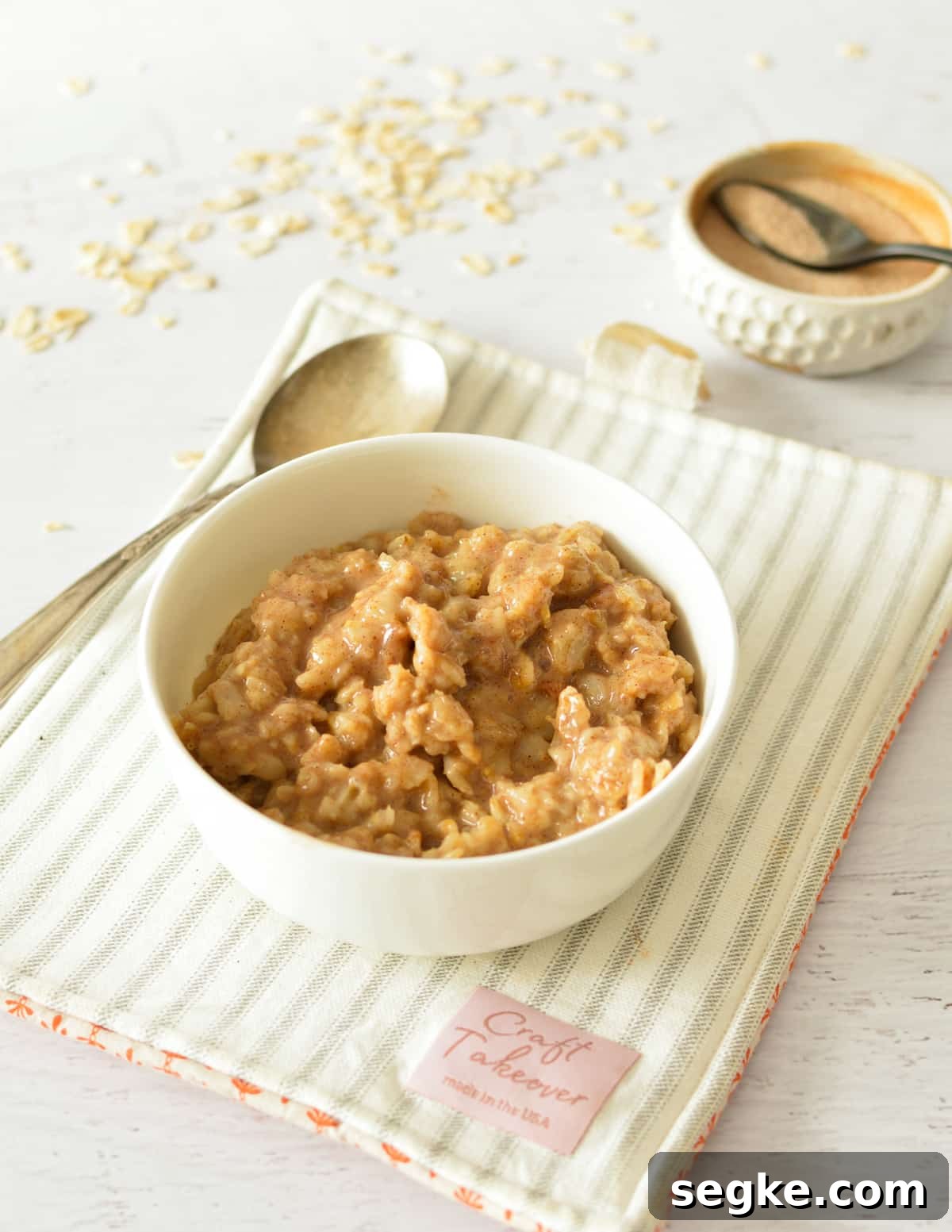 a bowl of cinnamon oatmeal. 
