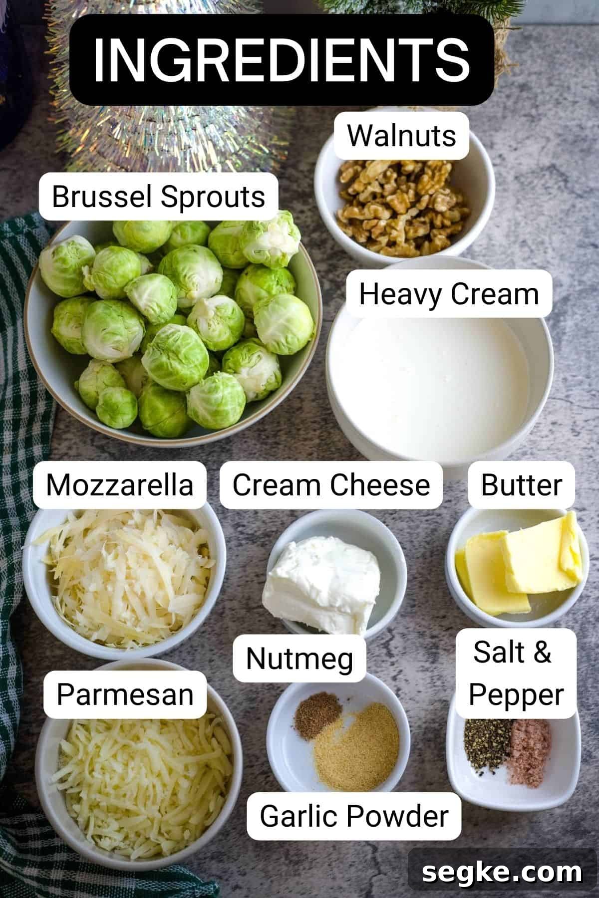 Cheesy Keto Brussels Sprouts Casserole 3 sprouts ingredients