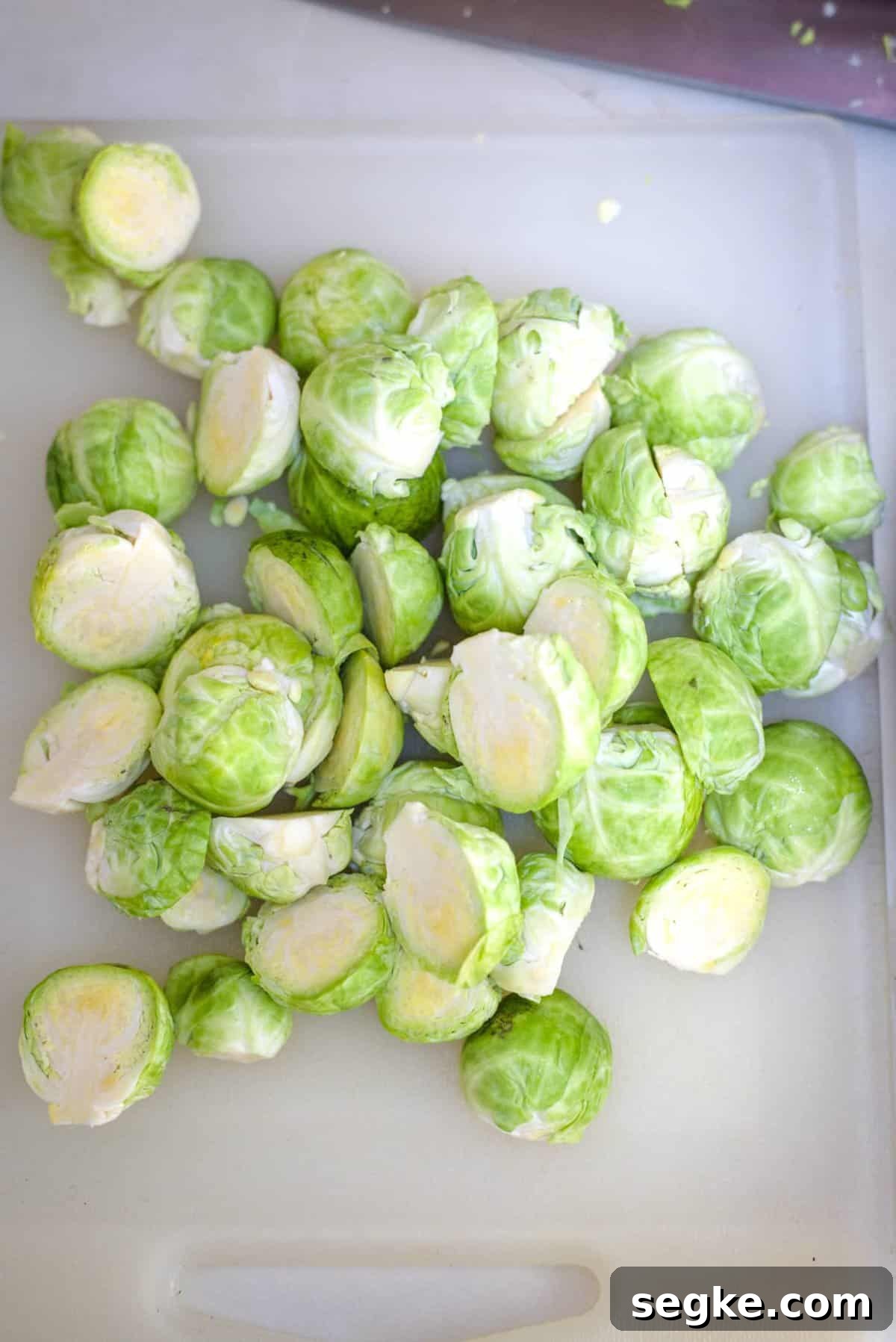 Cheesy Keto Brussels Sprouts Casserole 5 halved sprouts