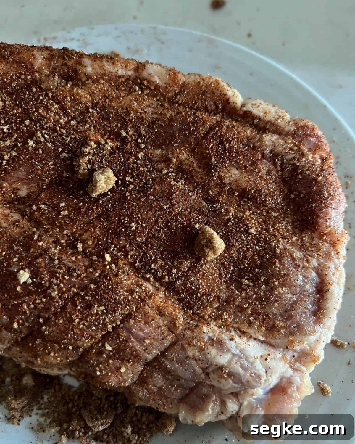Seasoned pork shoulder roast ready for smoker.