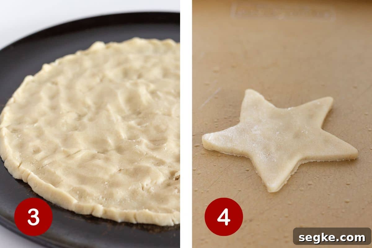 Press cookie rounds together into a solid circle and roll remaining dough to cut out a star.