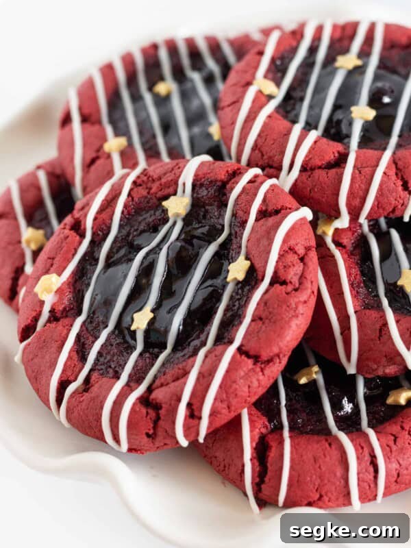 Red, white, and blue thumbprint cookies