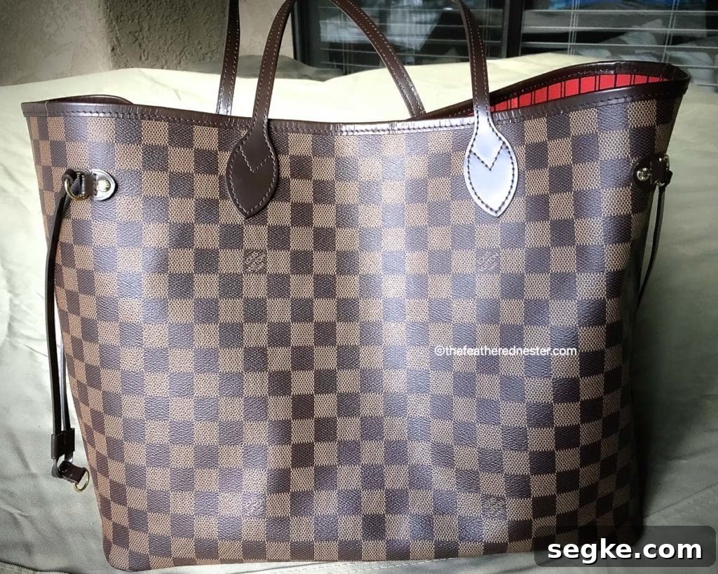 Neverfull tote with cerise lining