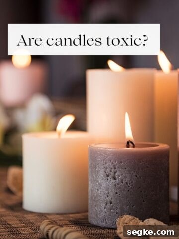 Many burning candles with the title "Are Candles Toxic?" over them.