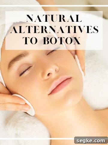 A woman getting a facial with the title Natural Alternatives to Botox above her head.