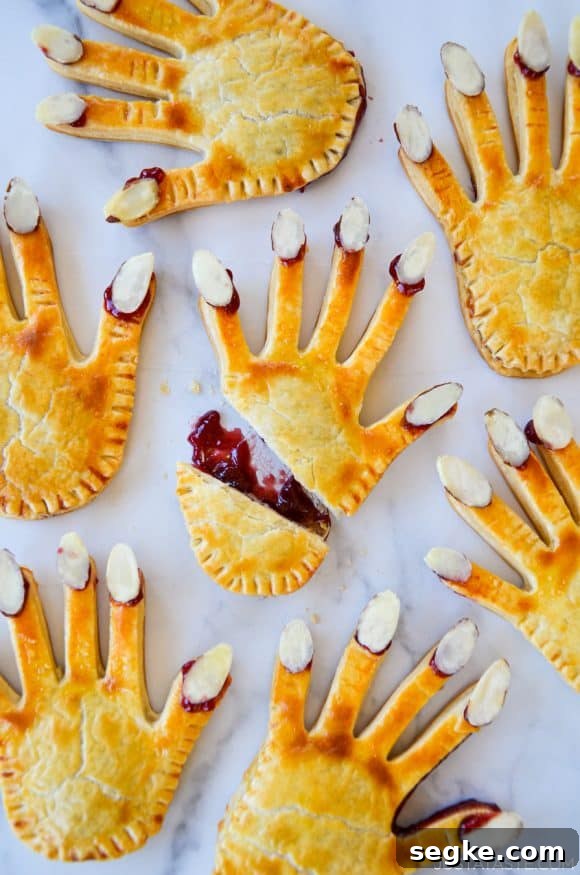 Spooky Halloween Dessert Recipes to Impress Guests 10 Bloody Halloween Hand Pies filled with fruit jam