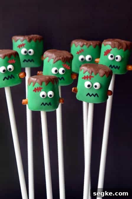 Spooky Halloween Dessert Recipes to Impress Guests 6 Frankenstein Marshmallow Pops Recipe
