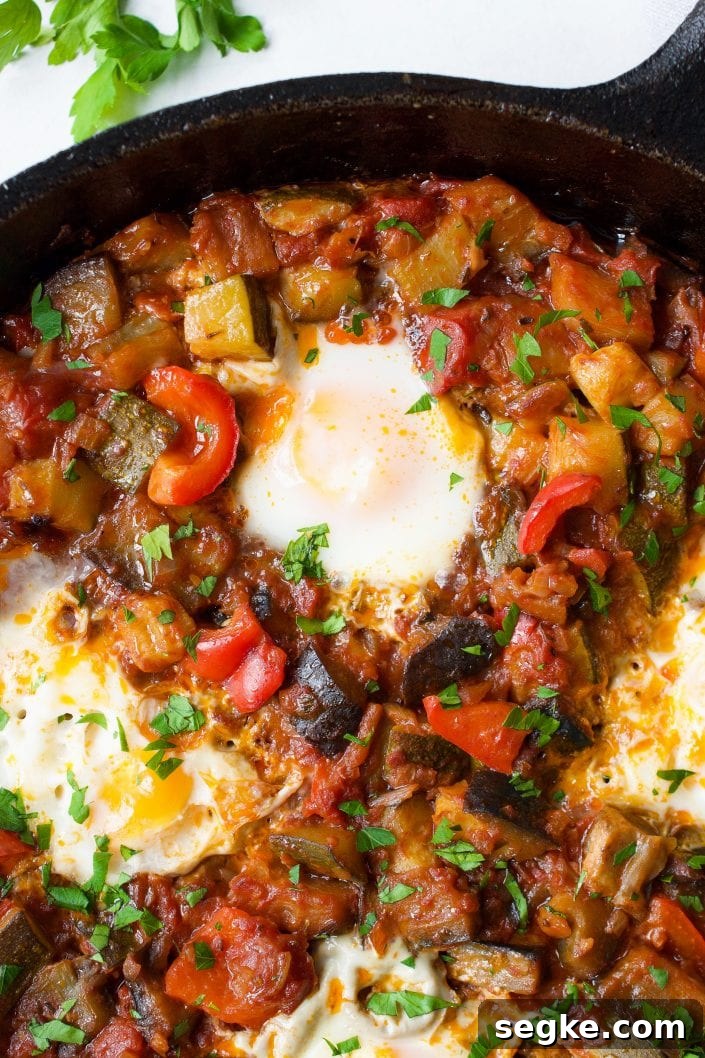 Ratatouille Baked Eggs close-up