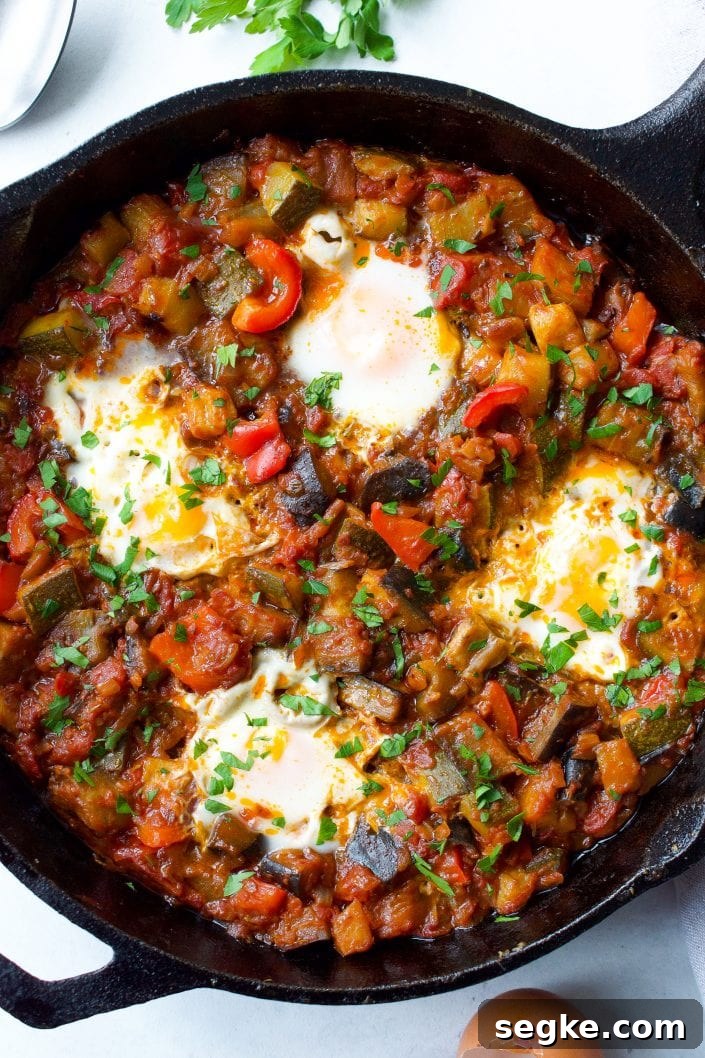Ratatouille Baked Eggs plated