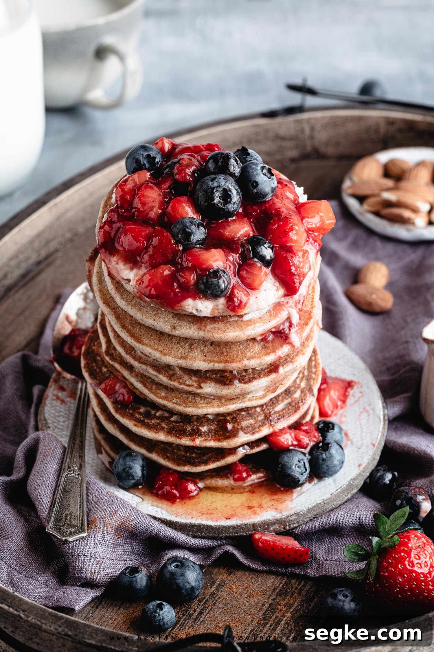 Finished buckwheat pancakes with berries
