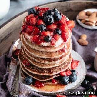 Close up shot of pancakes stack