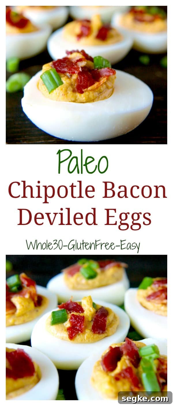 Smoky Bacon Deviled Eggs Recipe 3 These Paleo Chipotle Bacon Deviled Eggs are the perfect appetizer, snack, or meal! Easy to make and the most delicious eggs you'll ever have! Whole30, gluten free, and low carb.