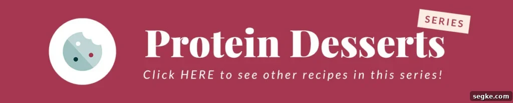The logo for protein desserts on a red background.