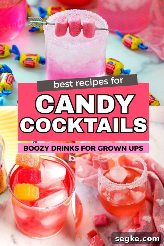 How to make some of the best boozy candy cocktails! Lots of great drink recipes for grown-ups to enjoy.