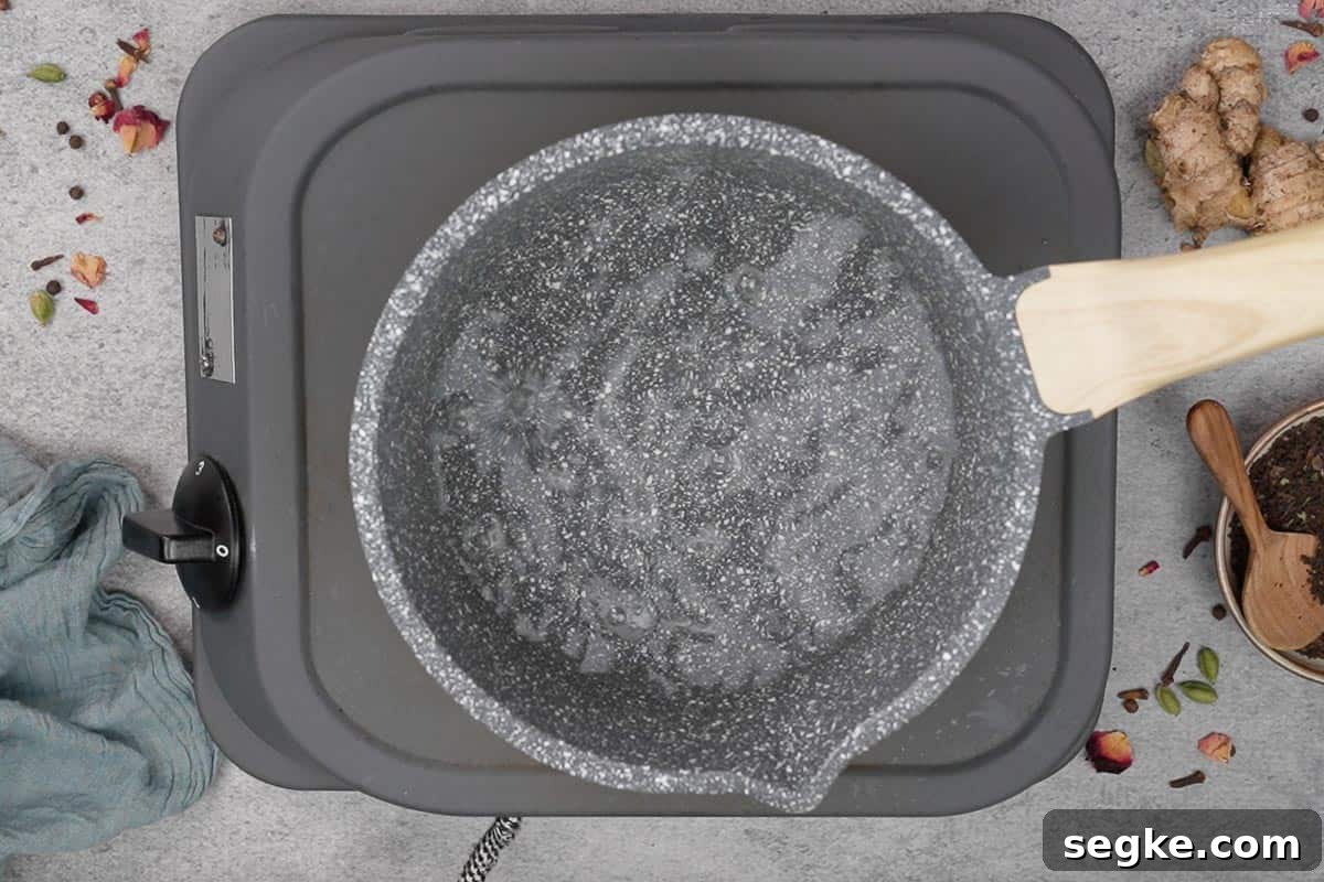 Water boiling in a pan.