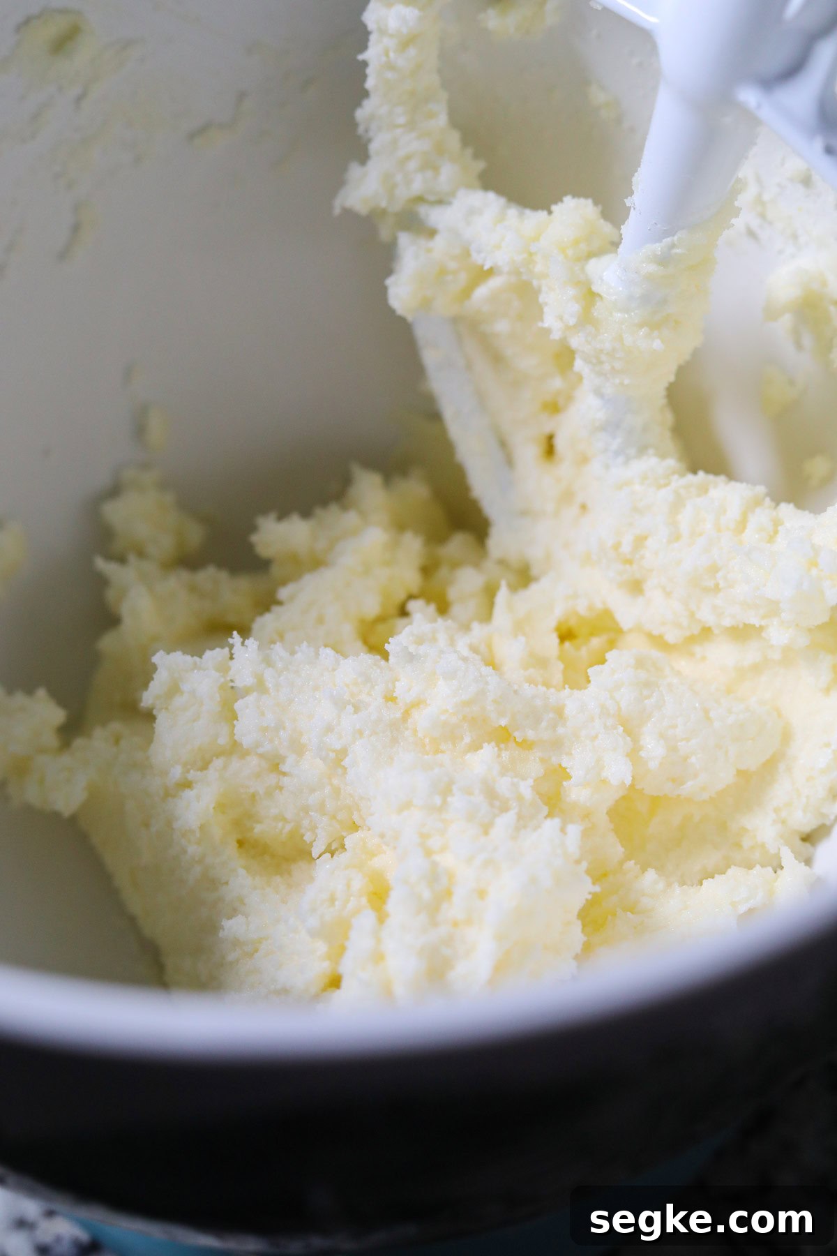 creamed butter and sugar in bowl.