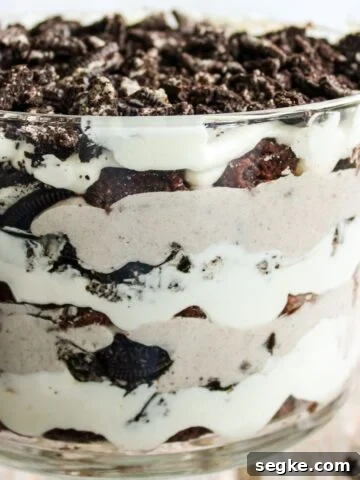Oreo trifle on a counter.