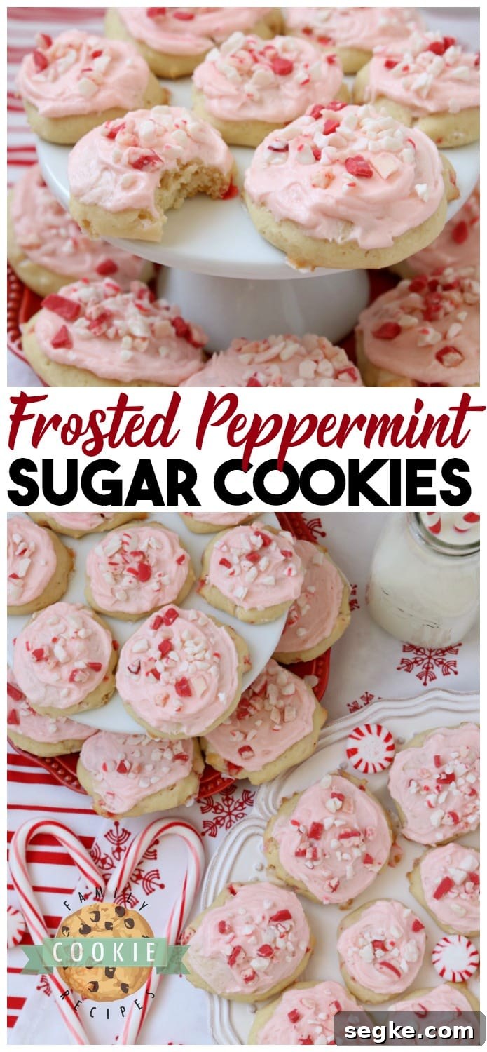 Homemade Frosted Peppermint Cookies Recipe 3 Frosted Peppermint Cookies are soft, pillowy cookies baked with peppermint candy and topped with peppermint vanilla buttercream and candy cane pieces.