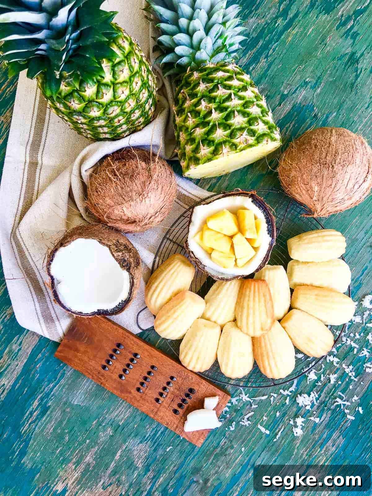 Pineapple Coconut Madeleines overhead
