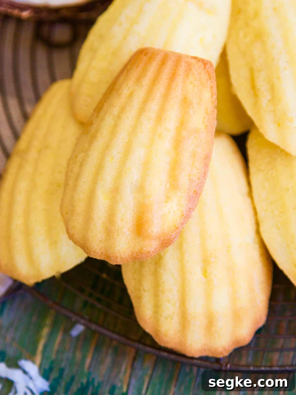 Pineapple Coconut Madeleines on a rack