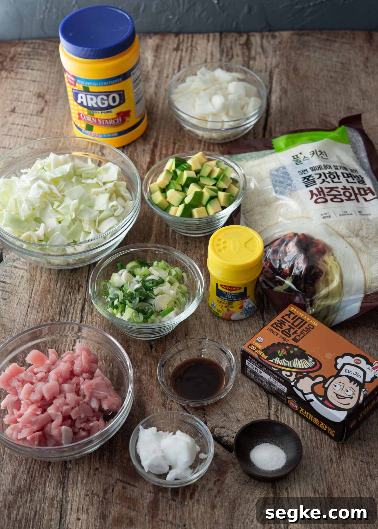 Jajangmyeon Recipe: Korean Black Bean Noodles 6 Ingredients for making jajangmyeon recipe.