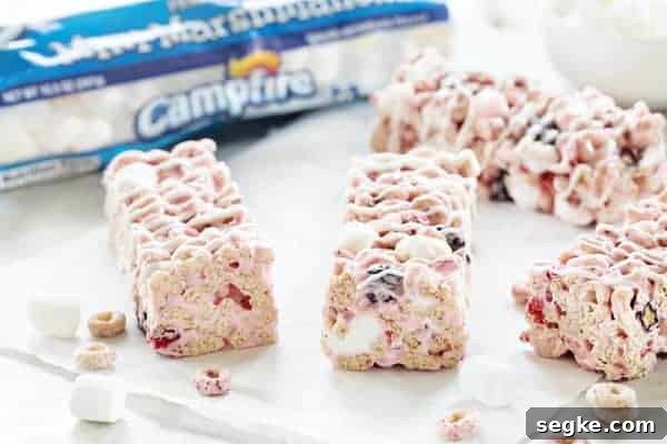 No-Bake Berry Cereal Bars Recipe 3 Berry Cereal Treats are everything you love about marshmallow cereal treats, but with a berry twist. Simple and delicious!