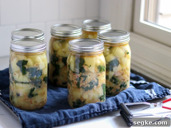 Canning Sausage Potato and Kale Soup