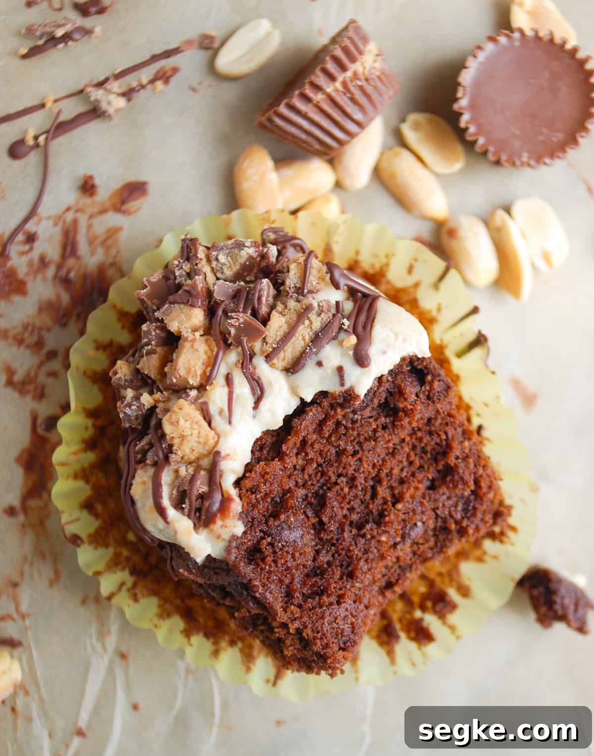 bite out of paleo chocolate cupcake
