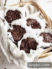 double chocolate muffins in wicker basket