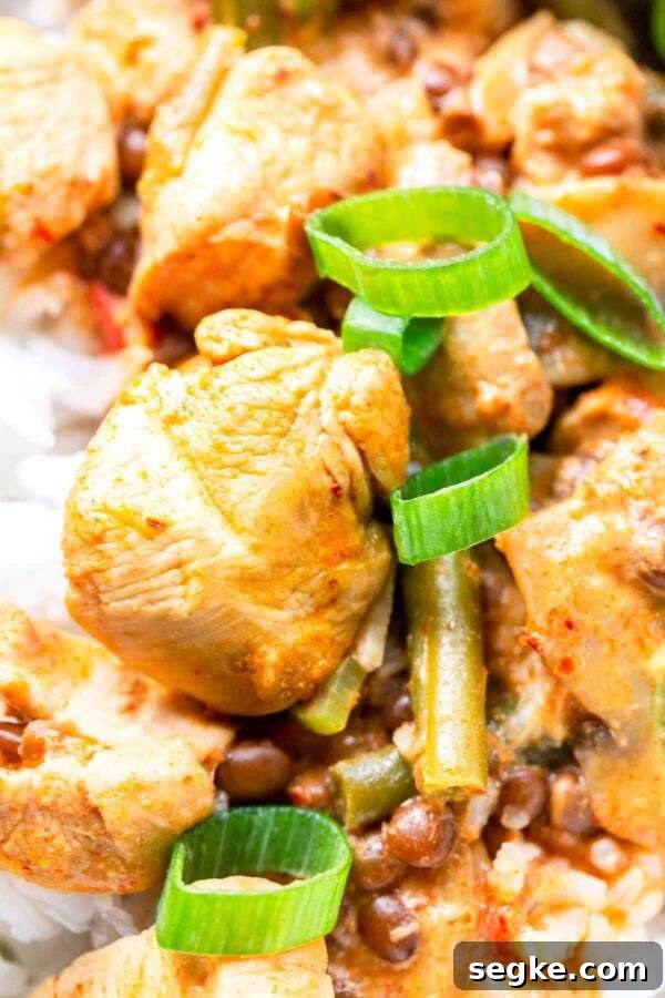Instant Pot chicken curry. It's a thick and rich pressure cooker chicken curry with a creamy slightly coconut sauce.