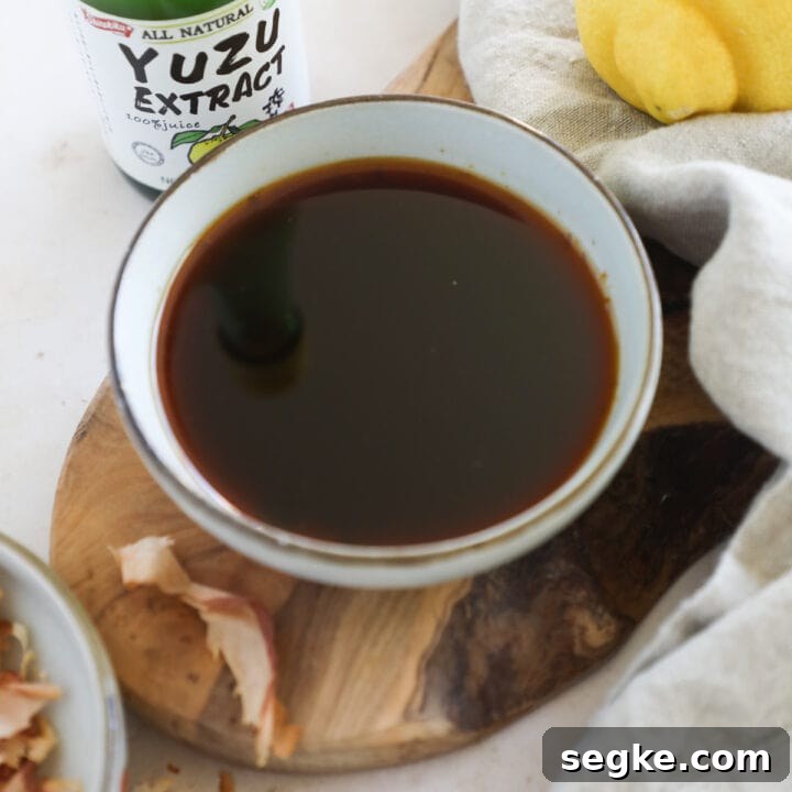 Yuzu Ponzu in a bowl for dipping.