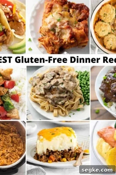 collage of 9 images of gluten free dinners