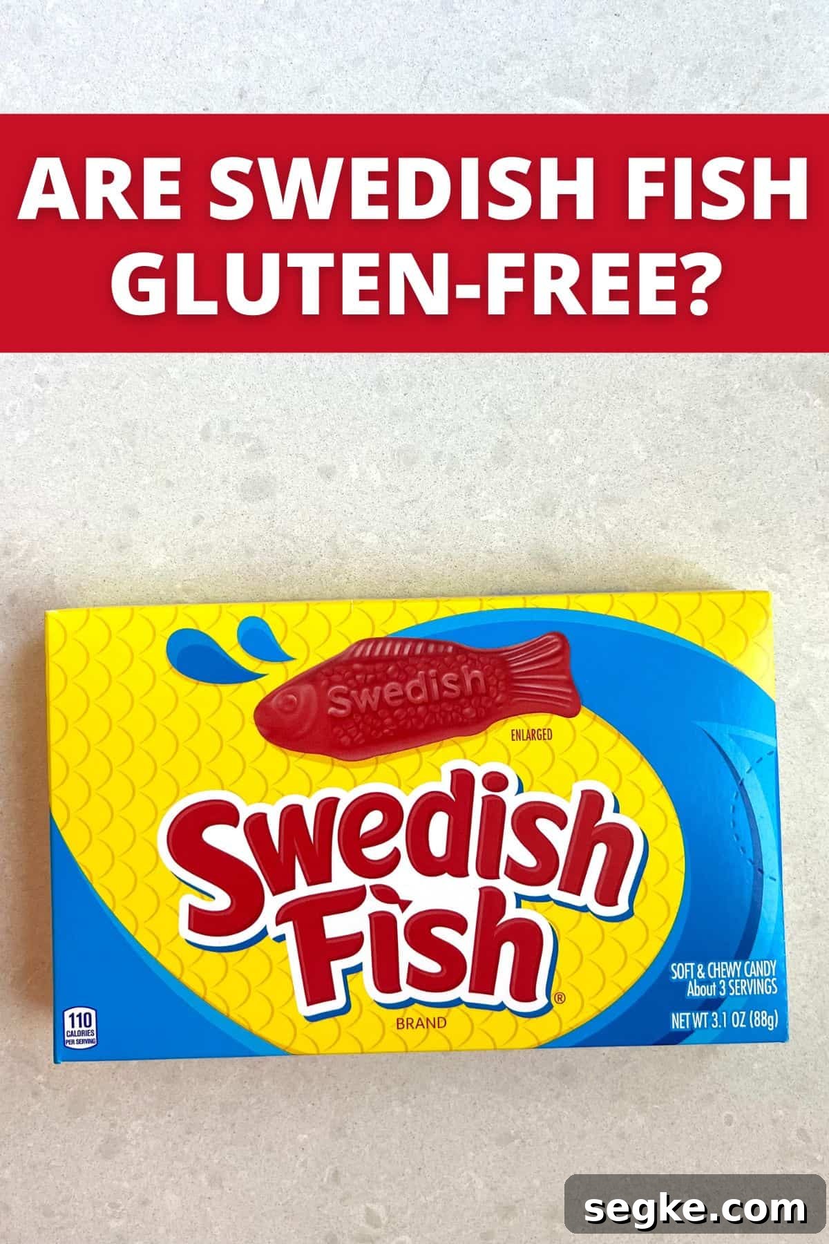 box of swedish fish on white counter