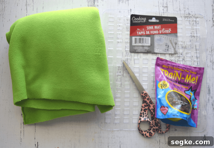 Supplies to make DIY Pet Snuffle Mat
