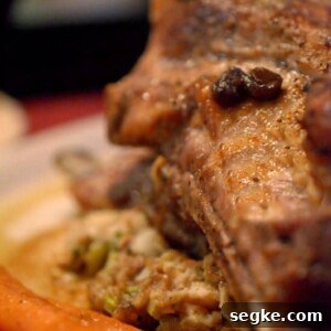 Spareribs on a plate with stuffing.