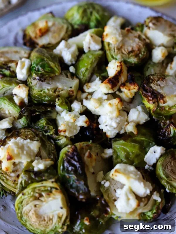 Crispy feta brussel sprouts on a plate.