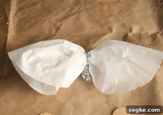 Making coffee filter angel wings