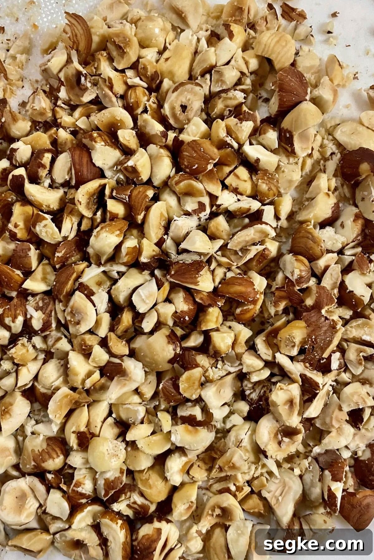 Passover Crunchy Quinoa Chocolate Bars 3 close up view of Toasted hazelnuts