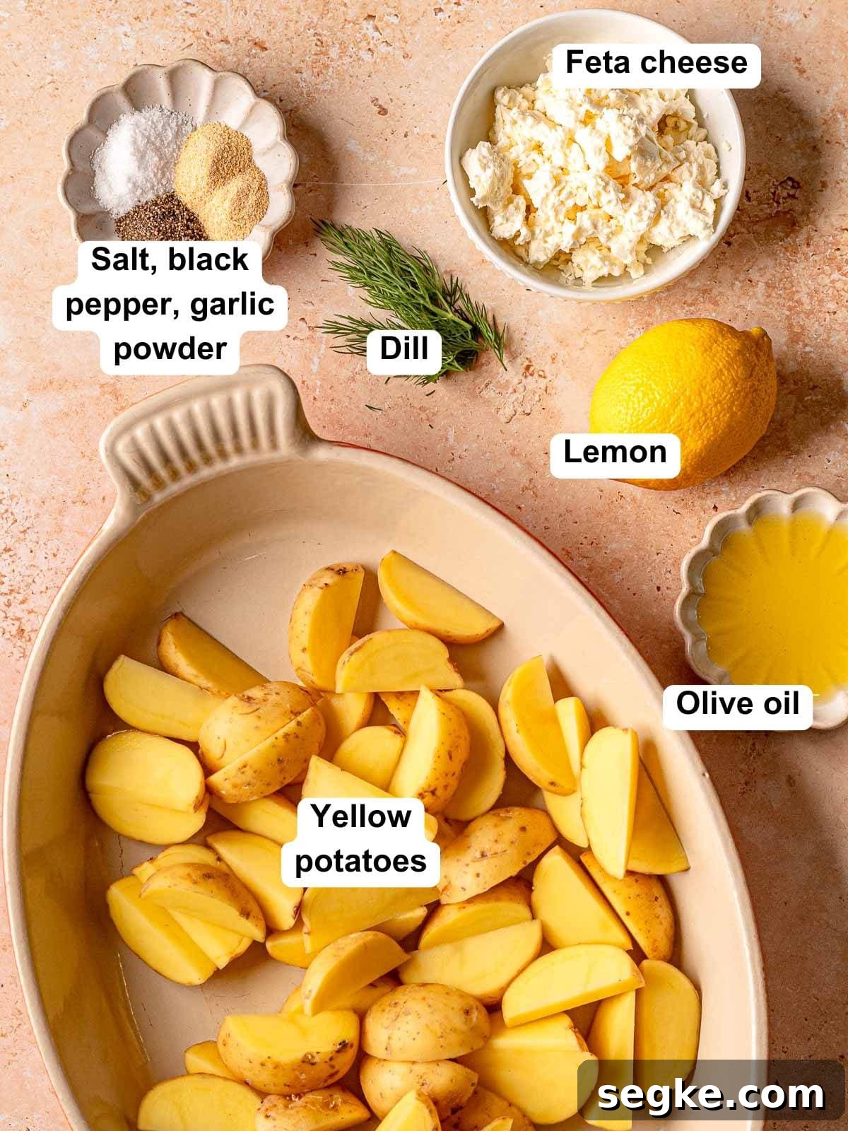 Ingredients in Greek lemon potatoes.